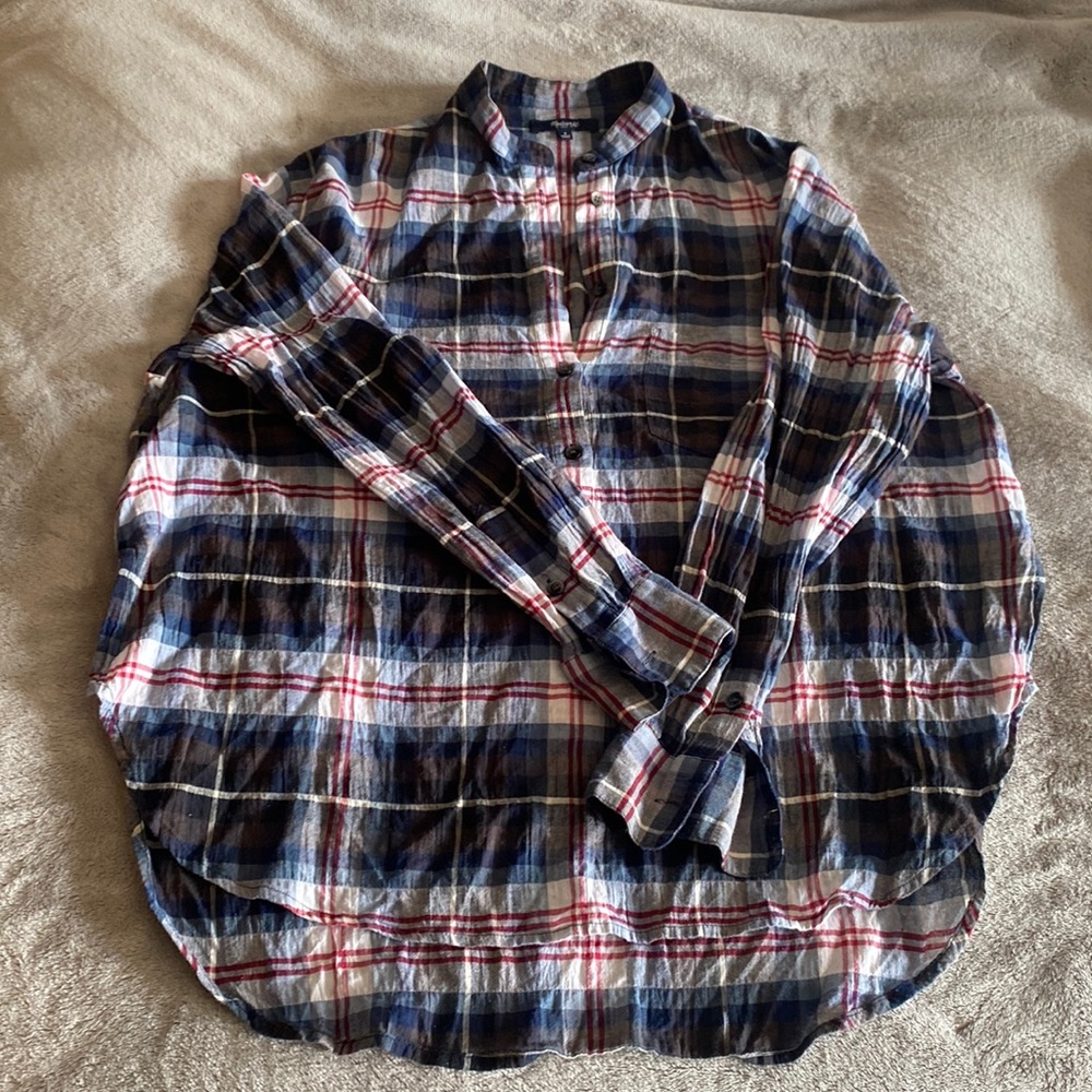 Madewell high side slit flannel shirt, size S